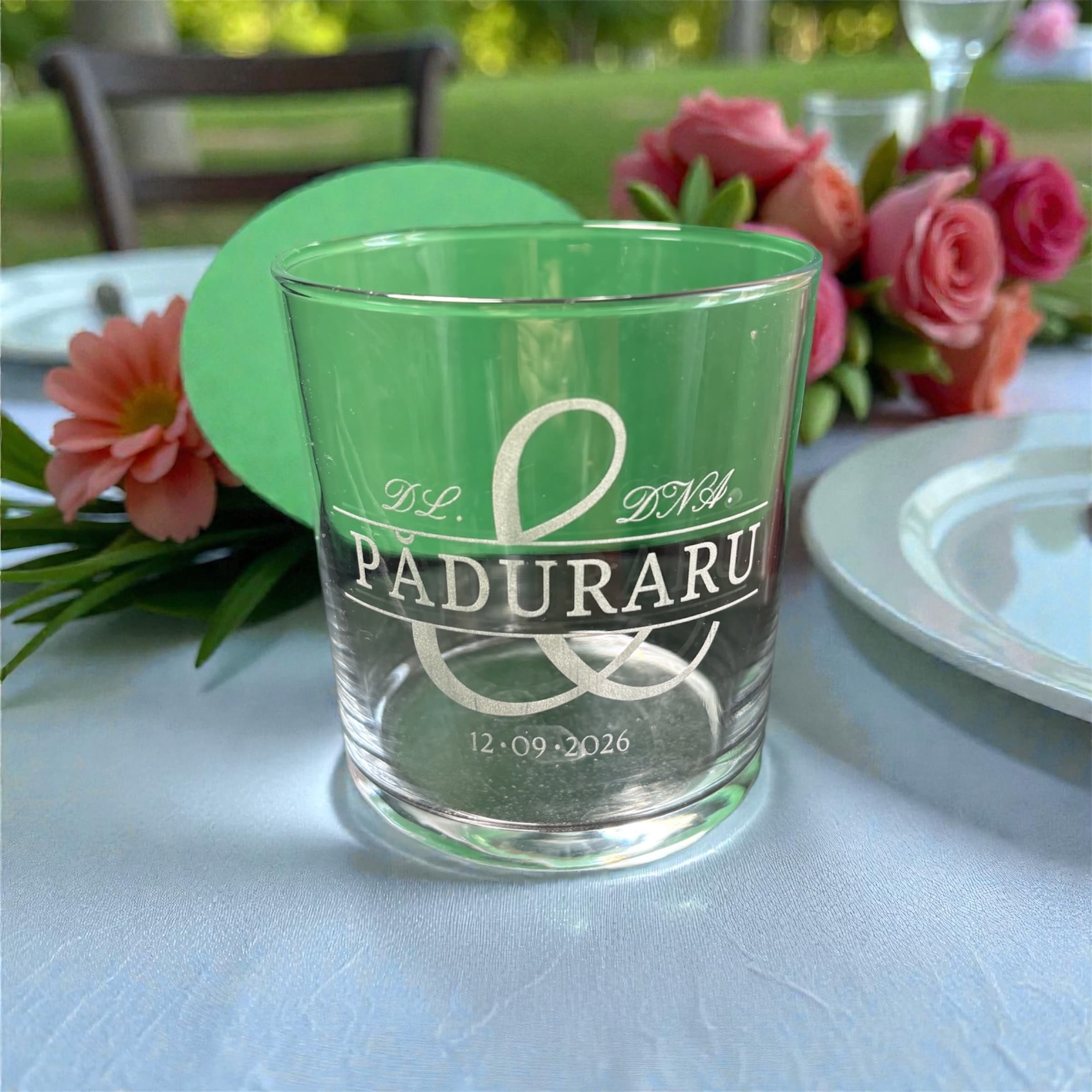 Mărturii de nuntă – pahar de apă gravat și personalizat - Imagine 3
