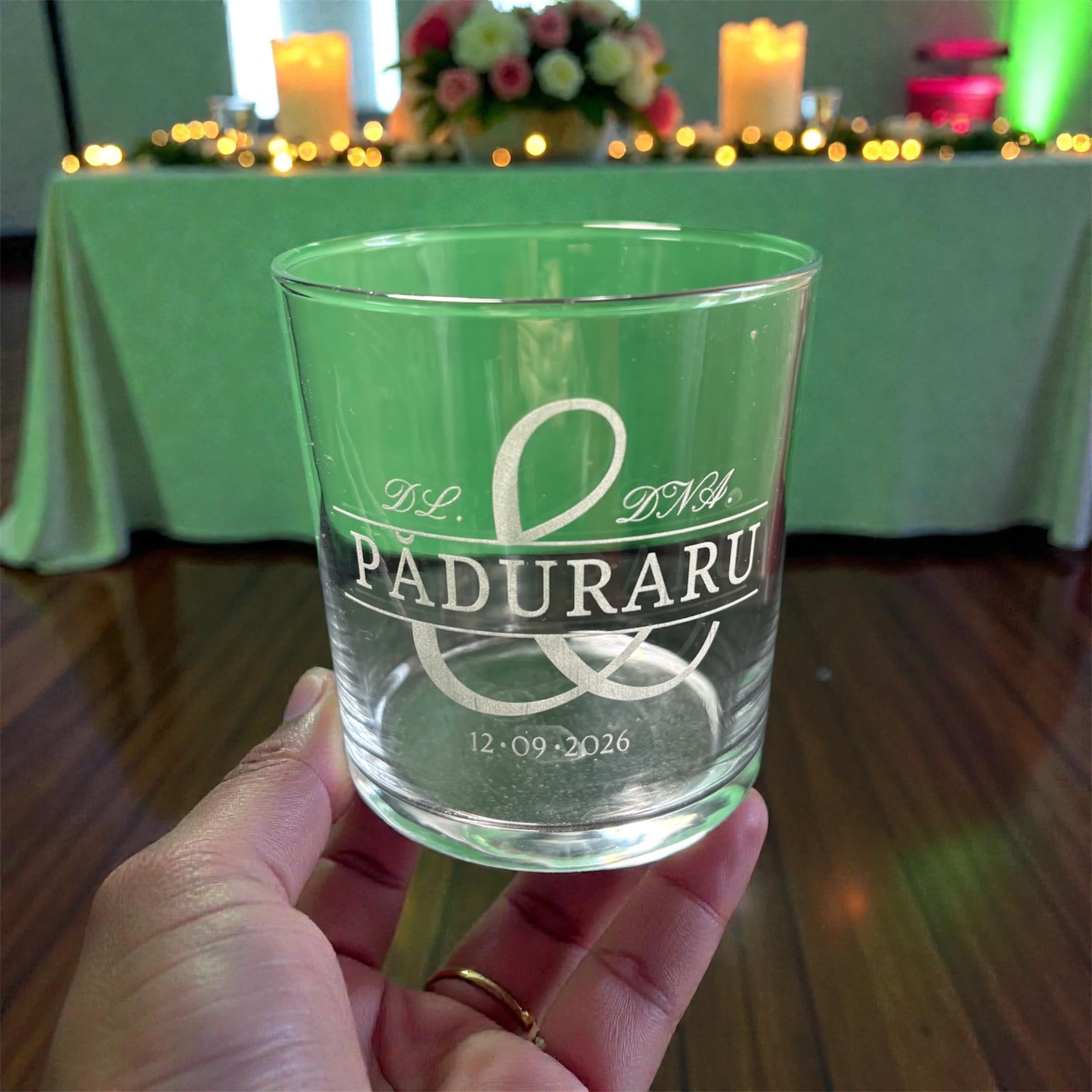 Mărturii de nuntă – pahar de apă gravat și personalizat - Imagine 2