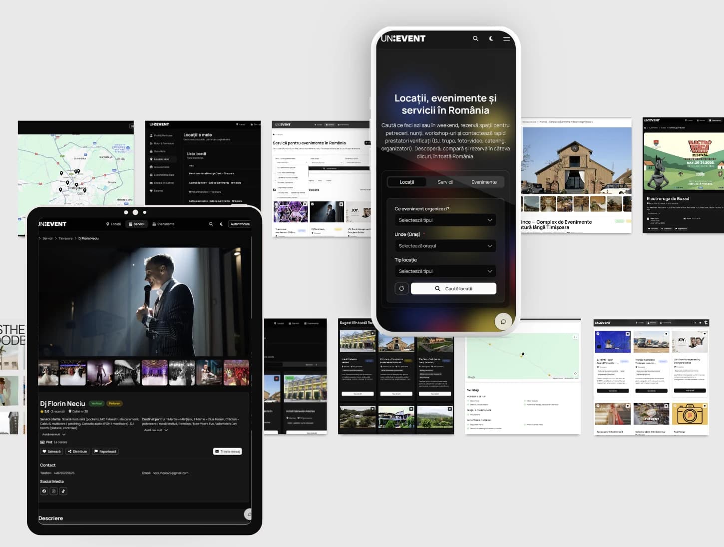 Exemplu de listare premium pe UN:EVENT - pagină completă cu fotografii, detalii și contact